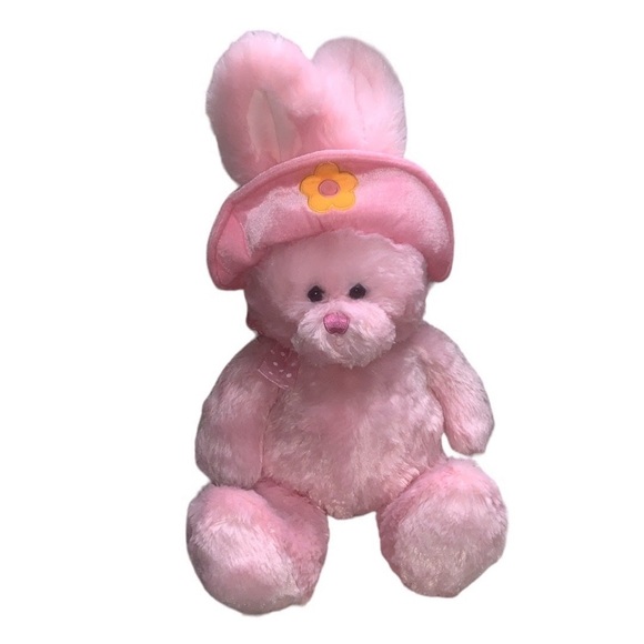 24" Pink Easter bunny Anico Int'l Inc stiff ears hat yellow flower - Picture 1 of 9